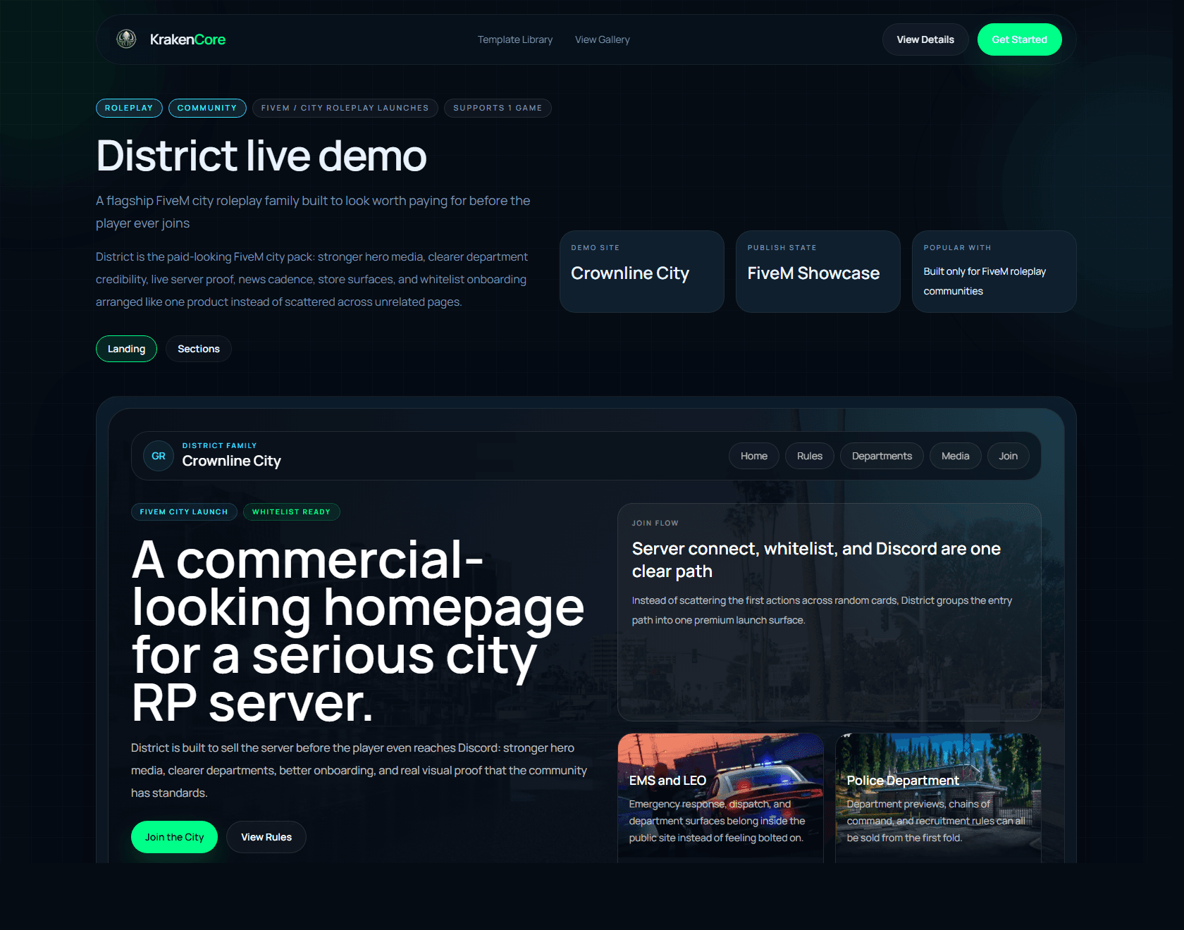 Live published template example