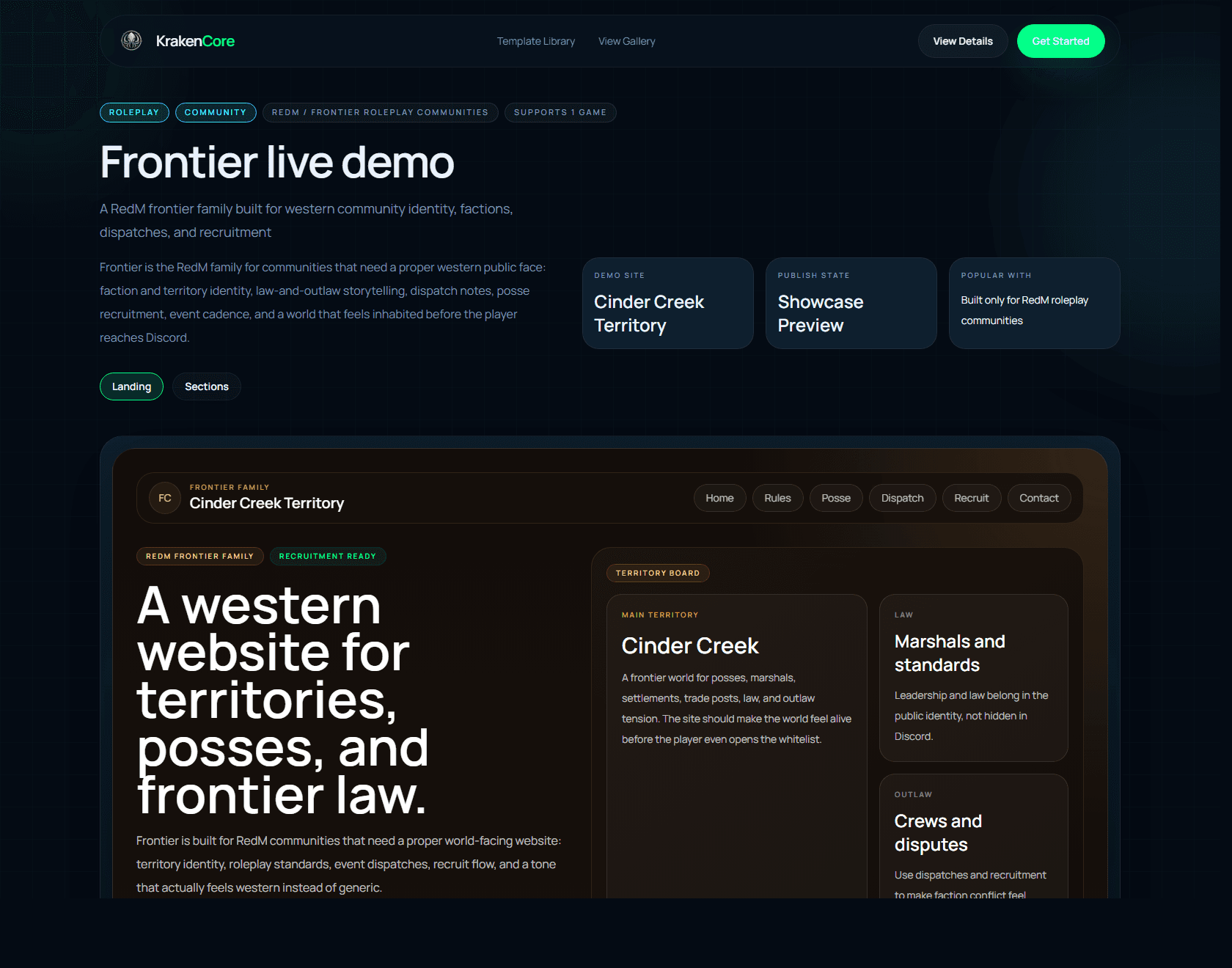 Frontier template preview